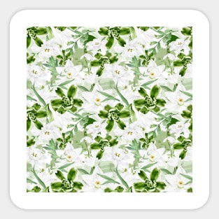 White Watercolor Flowers 3 Sticker